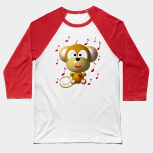 Cute Musical Monkey Baseball T-Shirt